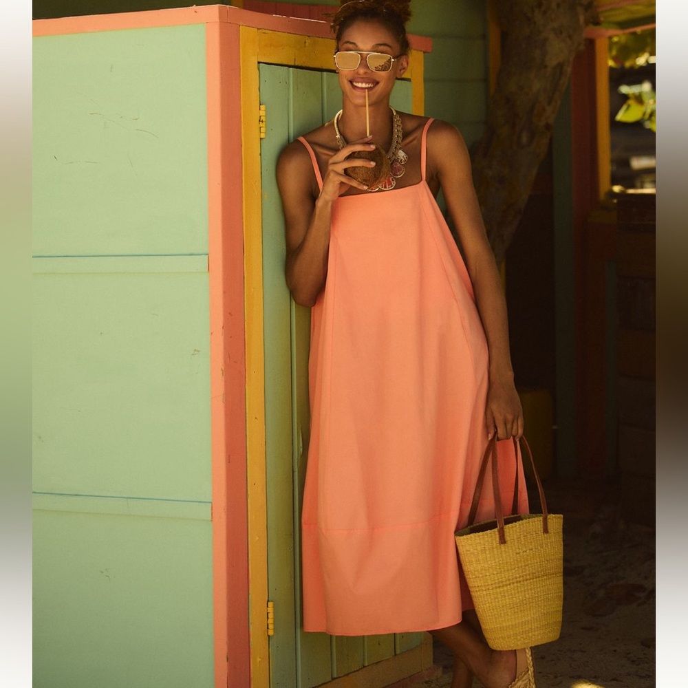 Anthropologie Coral Midi Dress